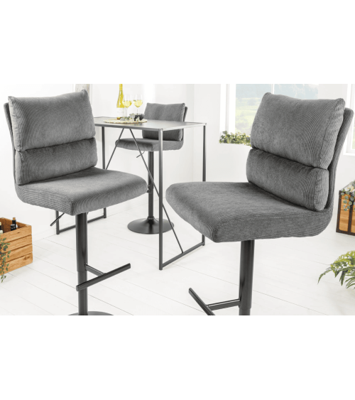 sgabello da bar COMFORT regolabile da 64 a 85 cm in tessuto cord grigio