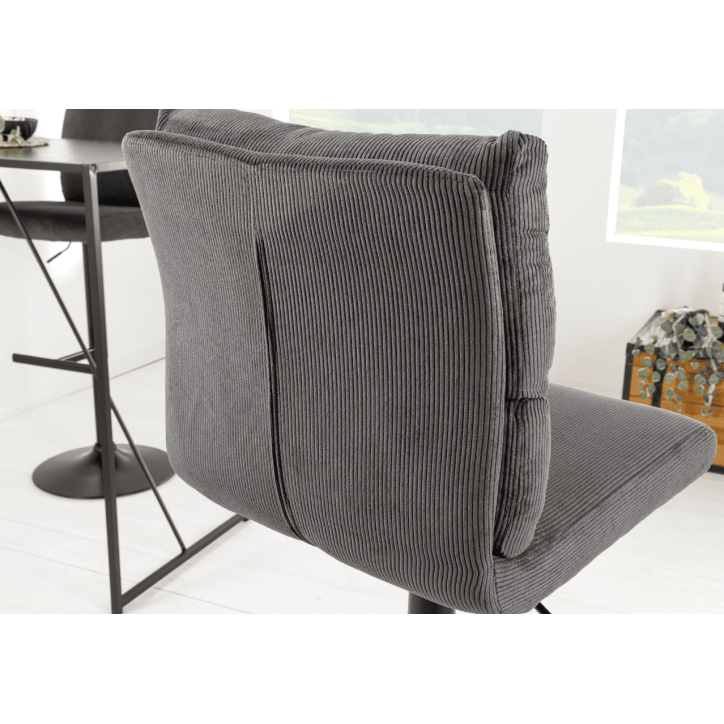 Taburete de bar COMFORT ajustable de 64 a 85 cm en tejido cord gris