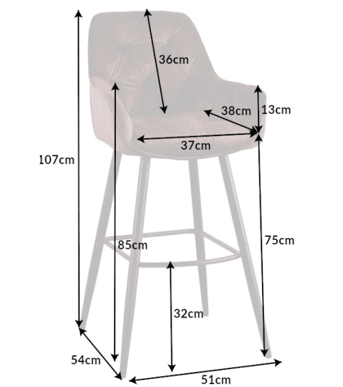 Taburete de bar MILANO 75 cm en terciopelo marrón
