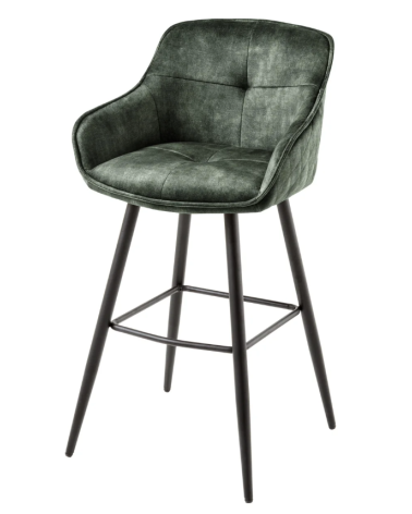 Sgabello da bar EUPHORIA 74 cm in velluto verde