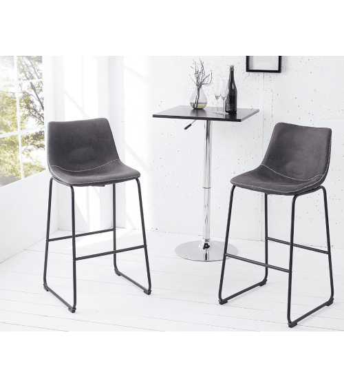 Sedia alta DJANGO grigia vintage