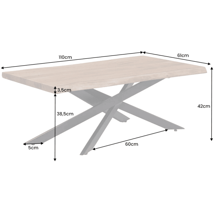 Mesa de centro MAMMUT de madera de acacia de 110 cm