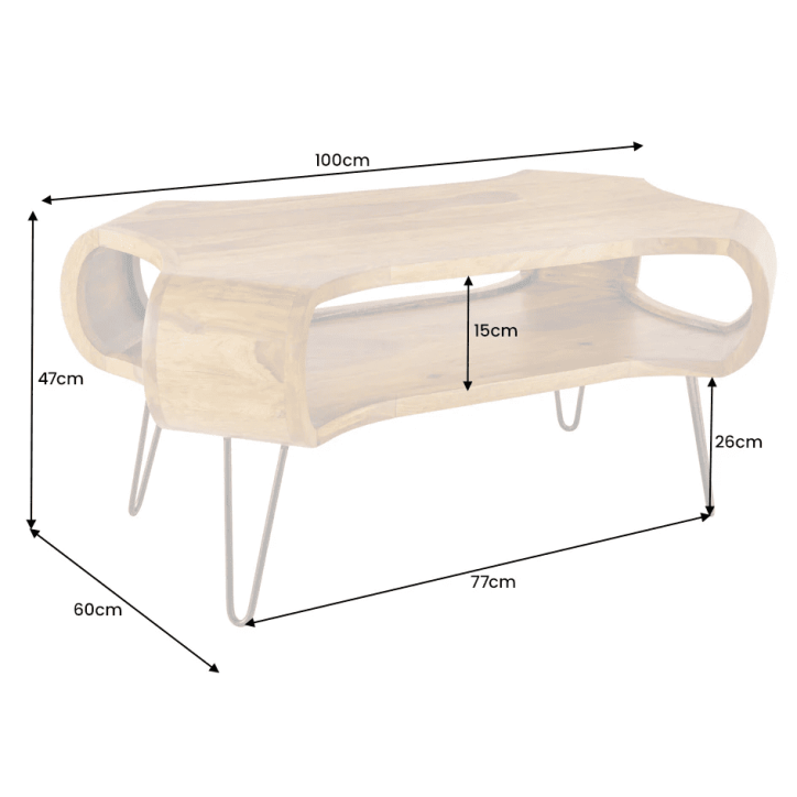 Mesa de centro ORGANIC LIVING 100 cm de madera de sheesham