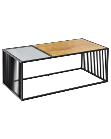 Mesa de centro ARCHITECTURE 100 cm en estilo roble salvaje y vidrio ahumado