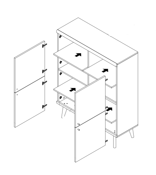 Buffet haut PRIMO chêne-blanc 107 x 134 cm
