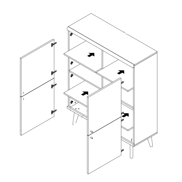 Buffet haut PRIMO chêne-blanc 107 x 134 cm