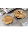 2 tavolini STORAGE in legno di mango naturale e metallo