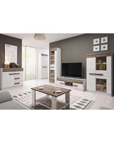 Ensemble salon THELMA 2 chêne blanc et truffe