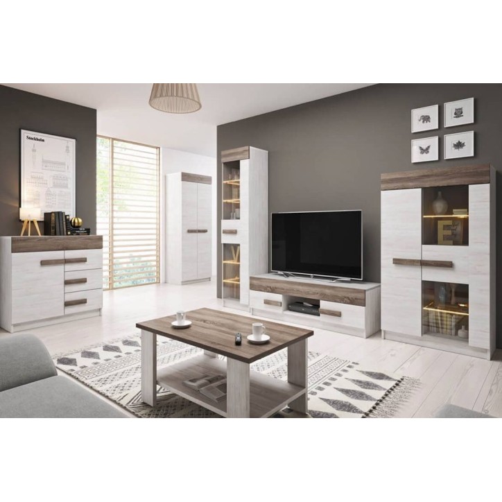 Ensemble salon THELMA 2 chêne blanc et truffe