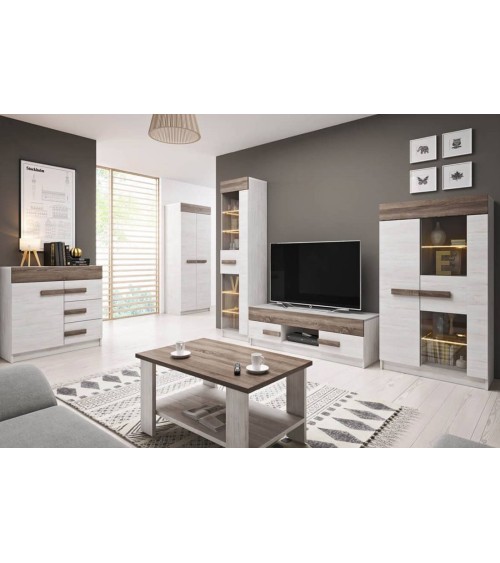 Ensemble salon THELMA 2 chêne blanc et truffe