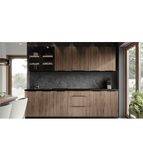 Cucina MONZA in nero opaco e marrone