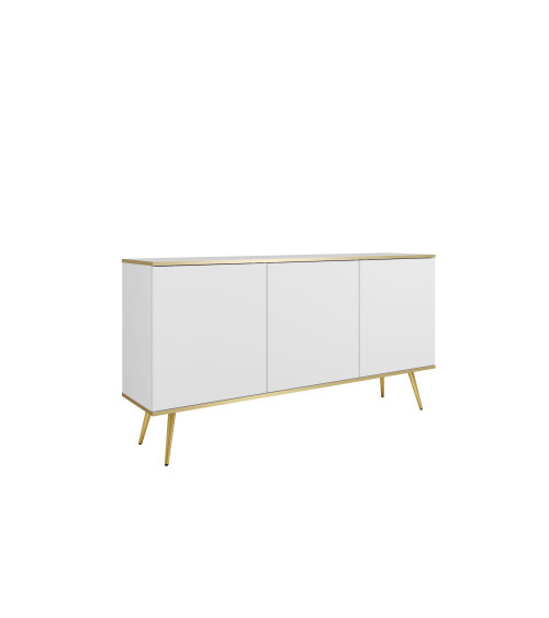 Odense servieskast licht eiken, zwart en gehard glas 154 cm