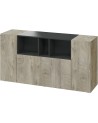 Buffet 3 portes 150 x 41 x 76 cm chêne Alaska-gris anthracite