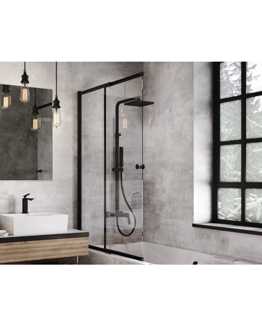 Pare-baignoire Easy slide black  100x150cm