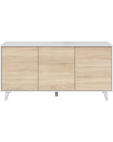Buffet 3 portes 154 x 41 x 75 cm chêne canadian-blanc brillant