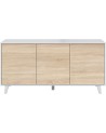 Buffet 3 portes 154 x 41 x 75 cm chêne canadian-blanc brillant