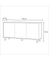 Buffet 3 portes 154 x 41 x 75 cm chêne canadian-blanc brillant