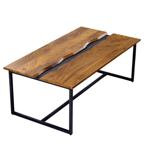 Table basse AMAZONAS 110 cm en bois de manguier et ardoise