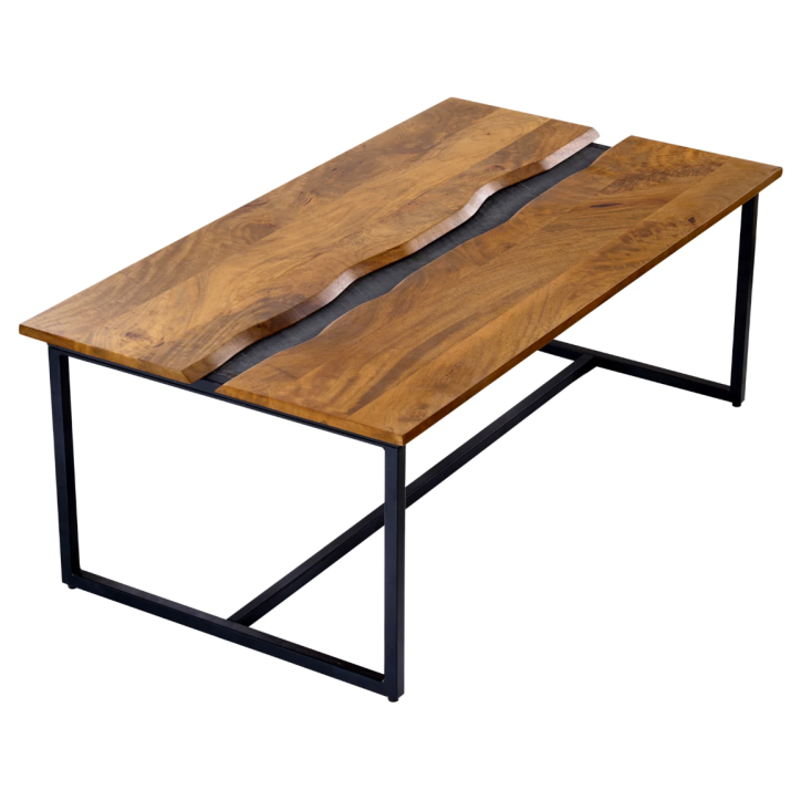 Table basse AMAZONAS 110 cm en bois de manguier et ardoise