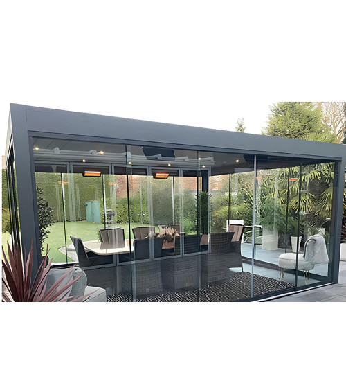 Pergola met glaswanden Ali – 5x3 m in aluminium