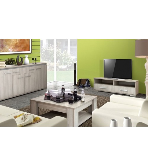 Table basse et meuble tv IZYR gris cérusé