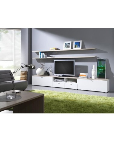 Salon complet  LIVINO chêne et blanc