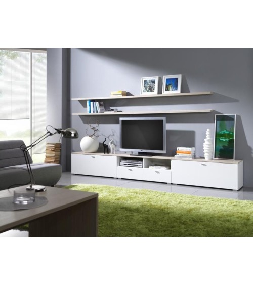 Salon complet  LIVINO chêne et blanc