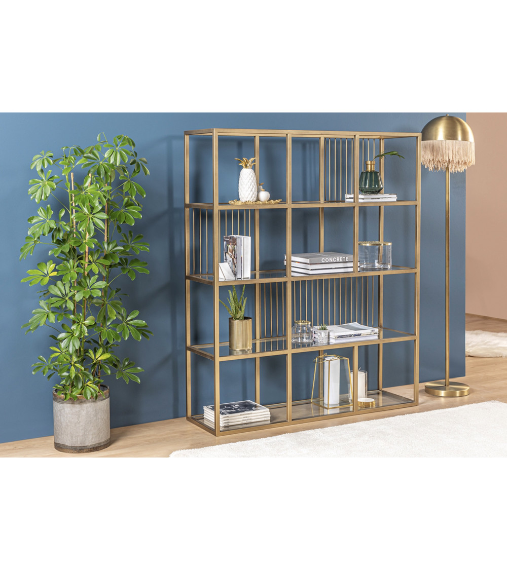 Bibliothèque 4 étagères + 2 portes 94 x 35 x 181 cm blanc artik-blanc poli
