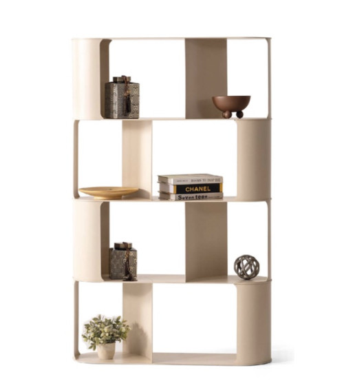 Bibliothèque 4 étagères + 2 portes 94 x 35 x 181 cm blanc artik-blanc poli