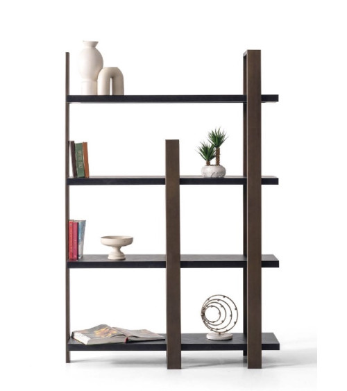 Boekenkast 4 planken + 2 deuren 94 x 35 x 181 cm artik wit-gepolijst wit