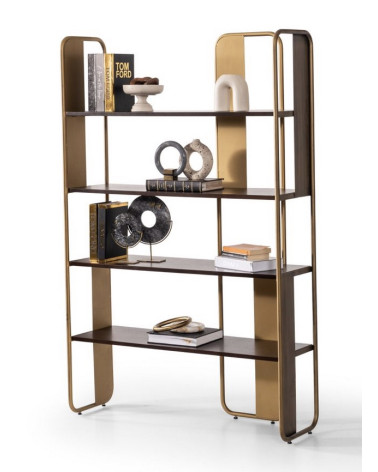 Bibliothèque 4 étagères + 2 portes 94 x 35 x 181 cm blanc artik-blanc poli