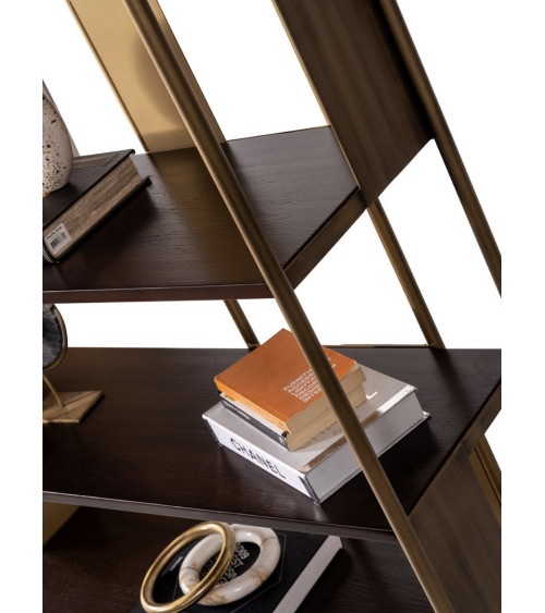 Bibliothèque 4 étagères + 2 portes 94 x 35 x 181 cm blanc artik-blanc poli