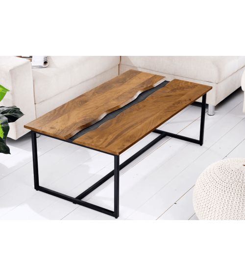 Table basse AMAZONAS 110 cm en bois de manguier et ardoise
