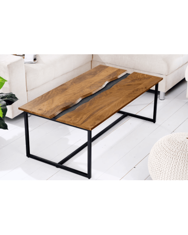 Table basse AMAZONAS 110 cm en bois de manguier et ardoise