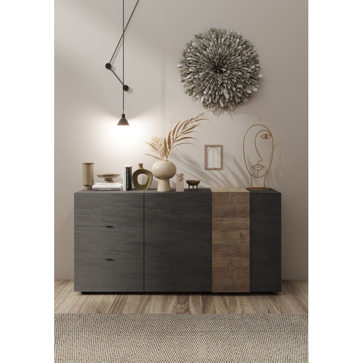 Buffet 2 portes et 3 tiroirs VENUS titan/mercury 181 cm