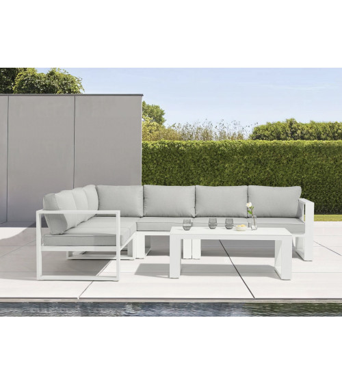 Salon de jardin d’angle - Niland Blanc