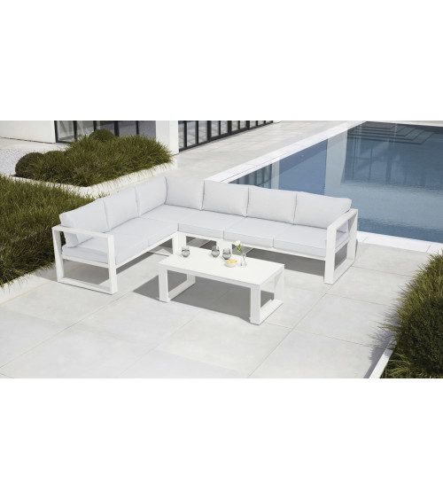 Salón de jardín esquinero - Niland Blanco