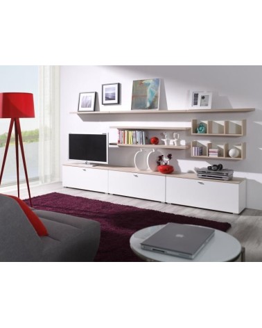 Salon complet  SAMSA chêne et blanc