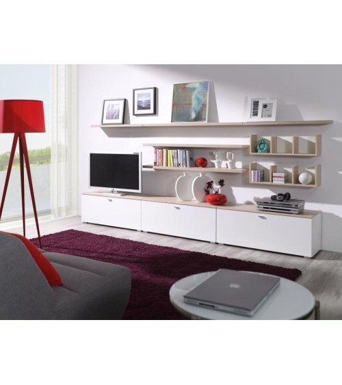 Salon complet  SAMSA chêne et blanc