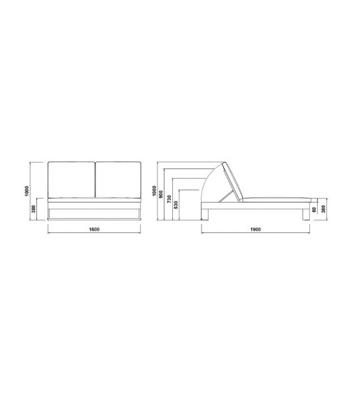 Lettino prendisole duo - Niland Nero
