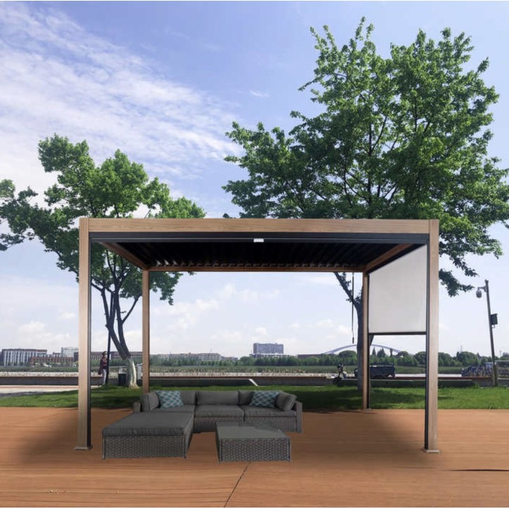 Pérgola Cathy – alumínio 3x3 m com 2 estores