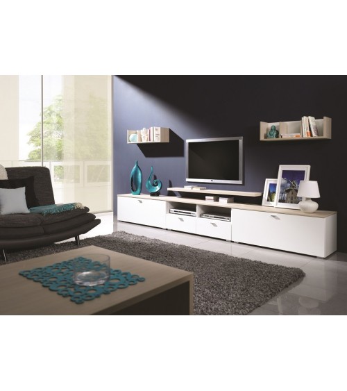 Salon complet  NESTA chêne et blanc