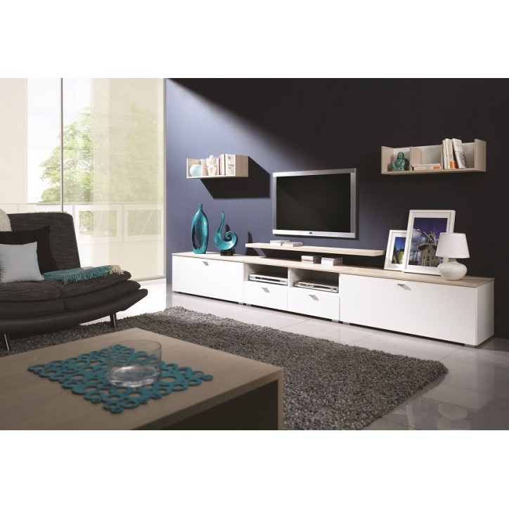 Salon complet NESTA chêne et blanc Salon complet NESTA chêne et blanc