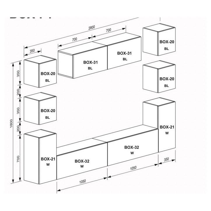 copy of Ensemble meuble tv BIZANNO 275 cm