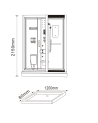 Douchewand BULTO 120x80x215 cm
