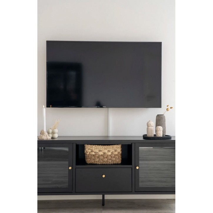 Mueble TV Dalby negro 150x35x60 cm