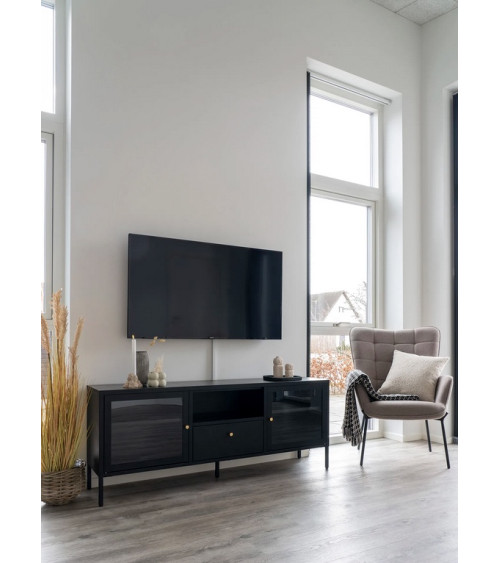 Mueble TV Dalby negro 150x35x60 cm