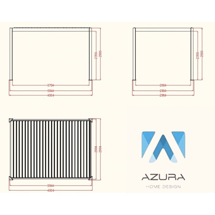 Pérgula Angie bioclimática 3x4 m – 2 cortinas e iluminação LED