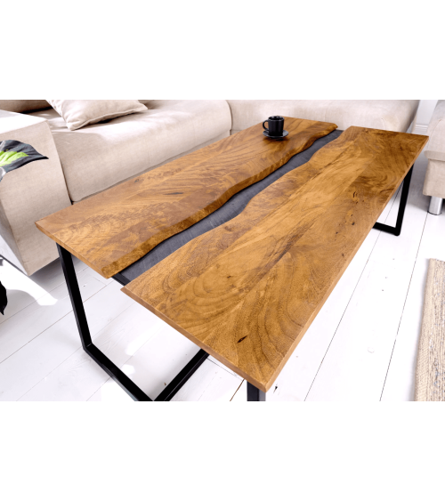 Table basse AMAZONAS 110 cm en bois de manguier et ardoise