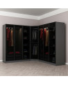 Armoire d'angle dressing anthracite en V 440x210x52